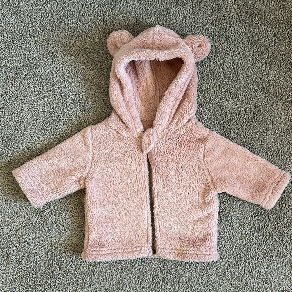Hanna Andersson Pink Baby Bear Jacket size 0-3 months